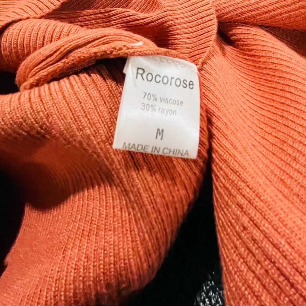 Orange Ribbed Knit Dress - Picture 7 of 9